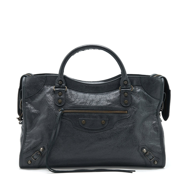 BALENCIAGA CLASSIC CITY BAG BLACK WITH RUTHENIUM HARDWARE