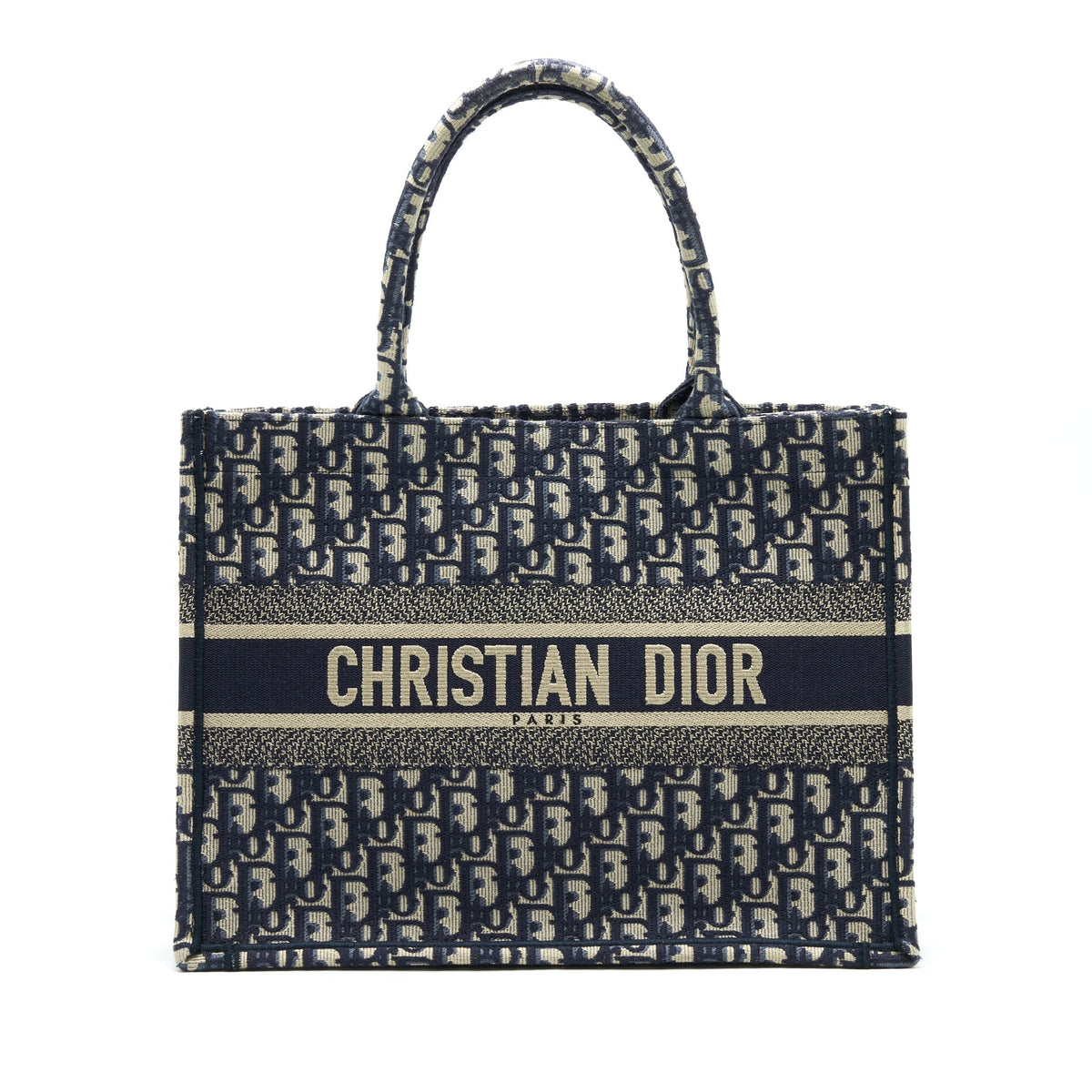 DIOR SMALL BOOKTOTE BAG BLUE OBLIQUE EMBROIDERY