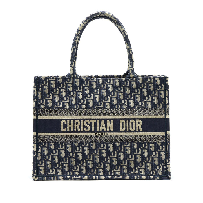 DIOR SMALL BOOKTOTE BAG BLUE OBLIQUE EMBROIDERY