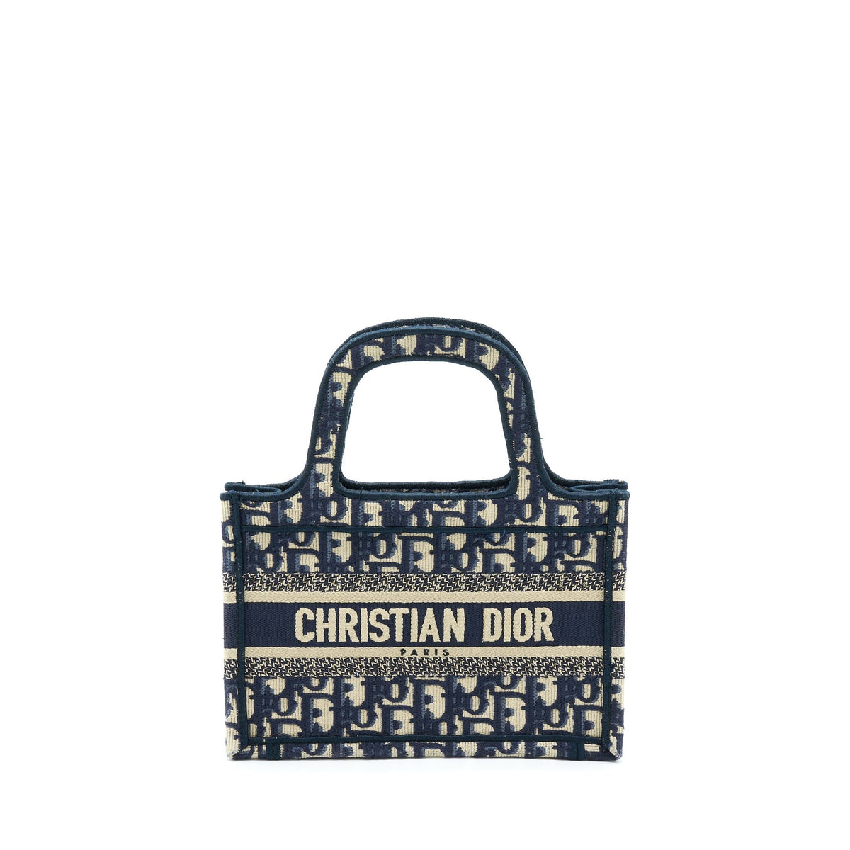 DIOR MINI BOOK TOTE BLUE OBLIQUE EMBRIODERY