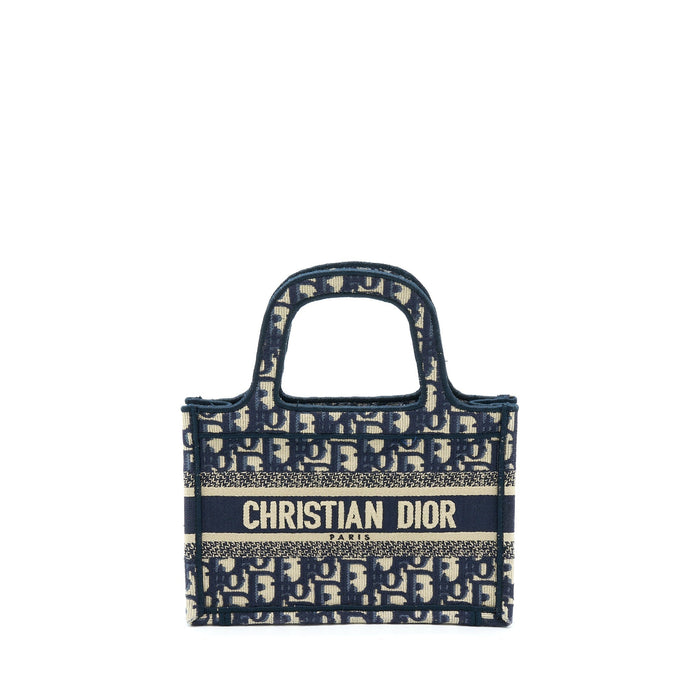 DIOR MINI BOOK TOTE BLUE OBLIQUE EMBRIODERY
