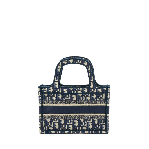 DIOR MINI BOOK TOTE BLUE OBLIQUE EMBRIODERY