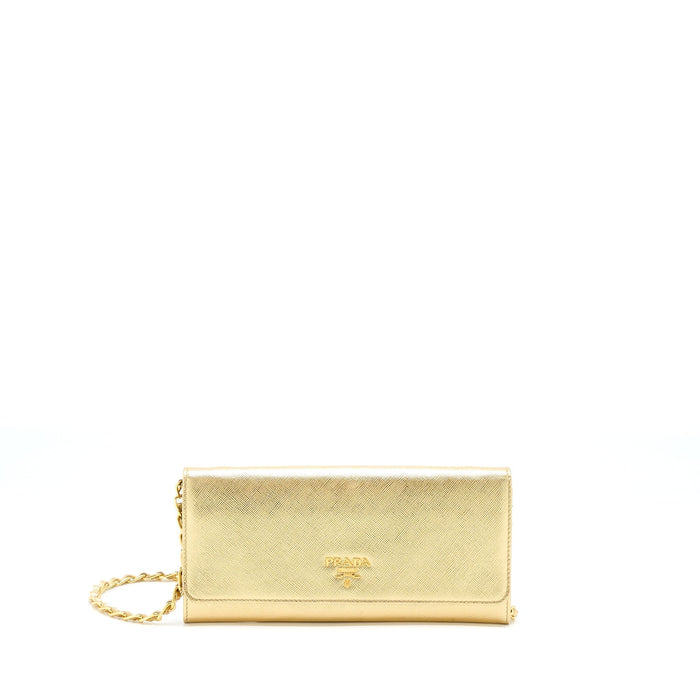 PRADA MINI WALLET ON CHAIN GOLD GHW