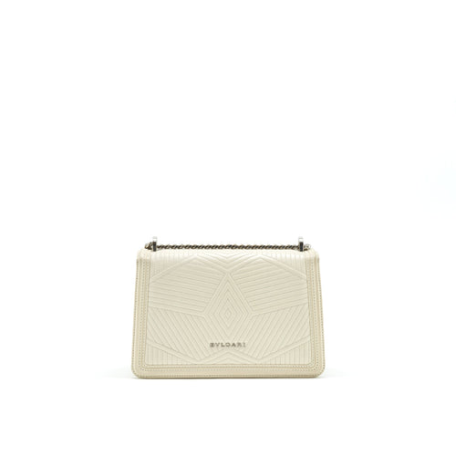 BVLGARI SERPENTI DIAMOND BLAST SHOULDER BAG IN WHITE SHW