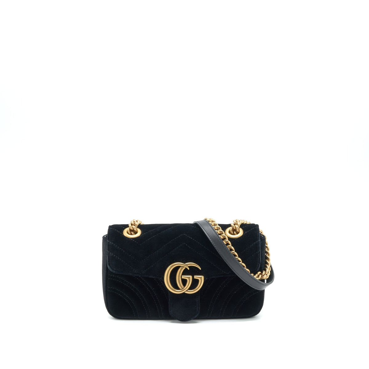GUCCI MINI MARMONT FLAP BAG VELVET BLACK