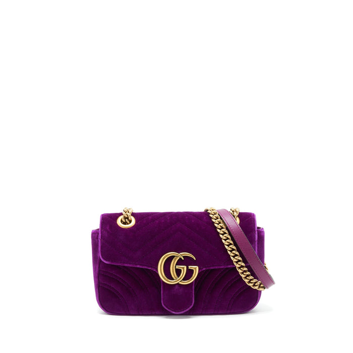 GUCCI MINI MARMONT BAG VELVET PURPLE GHW