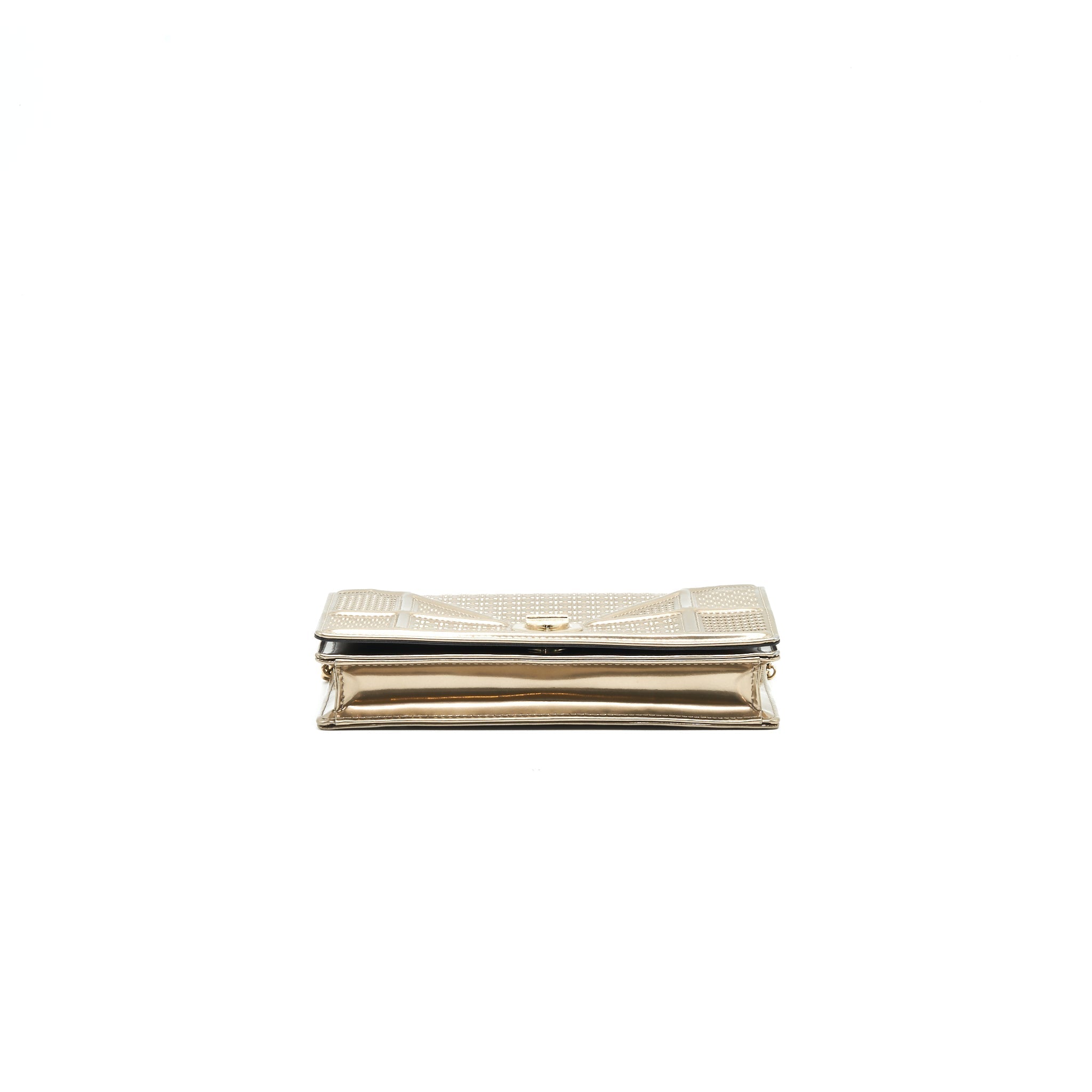 DIOR DIORAMA WALLET ON CHAIN METALLIC GOLD WITH GHW