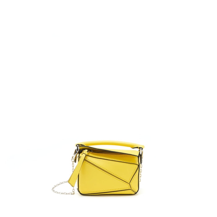 LOEWE NANO PUZZLE CLASSIC CALFSKIN YELLOW WITH SHW