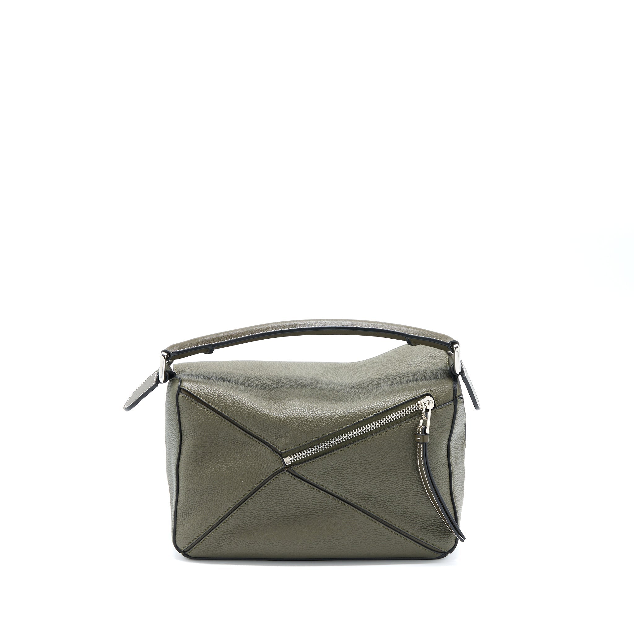 LOEWE SMALL PUZZLE BAG GRAINED CALFSKIN DARK KHAKI GREEN SHW