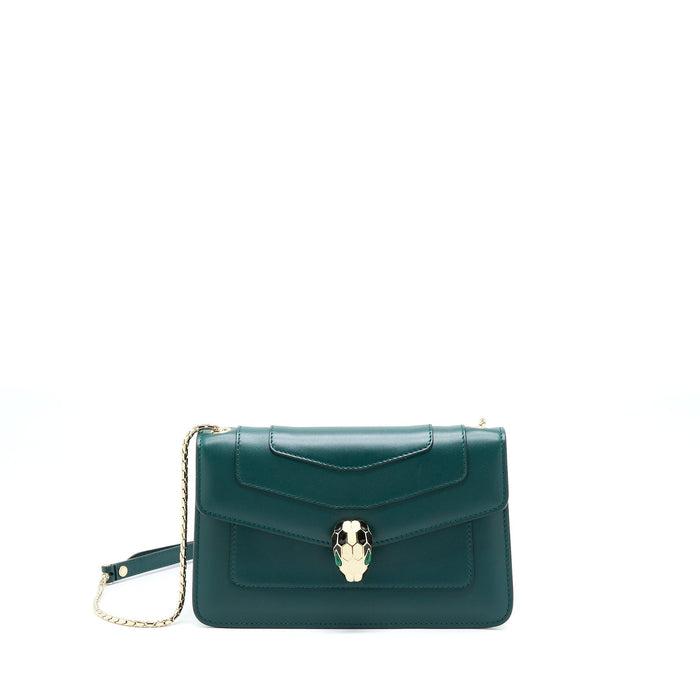 BVLGARI SERPENTI FOREVER CHAIN BAG CALFSKIN GREEN LGHW
