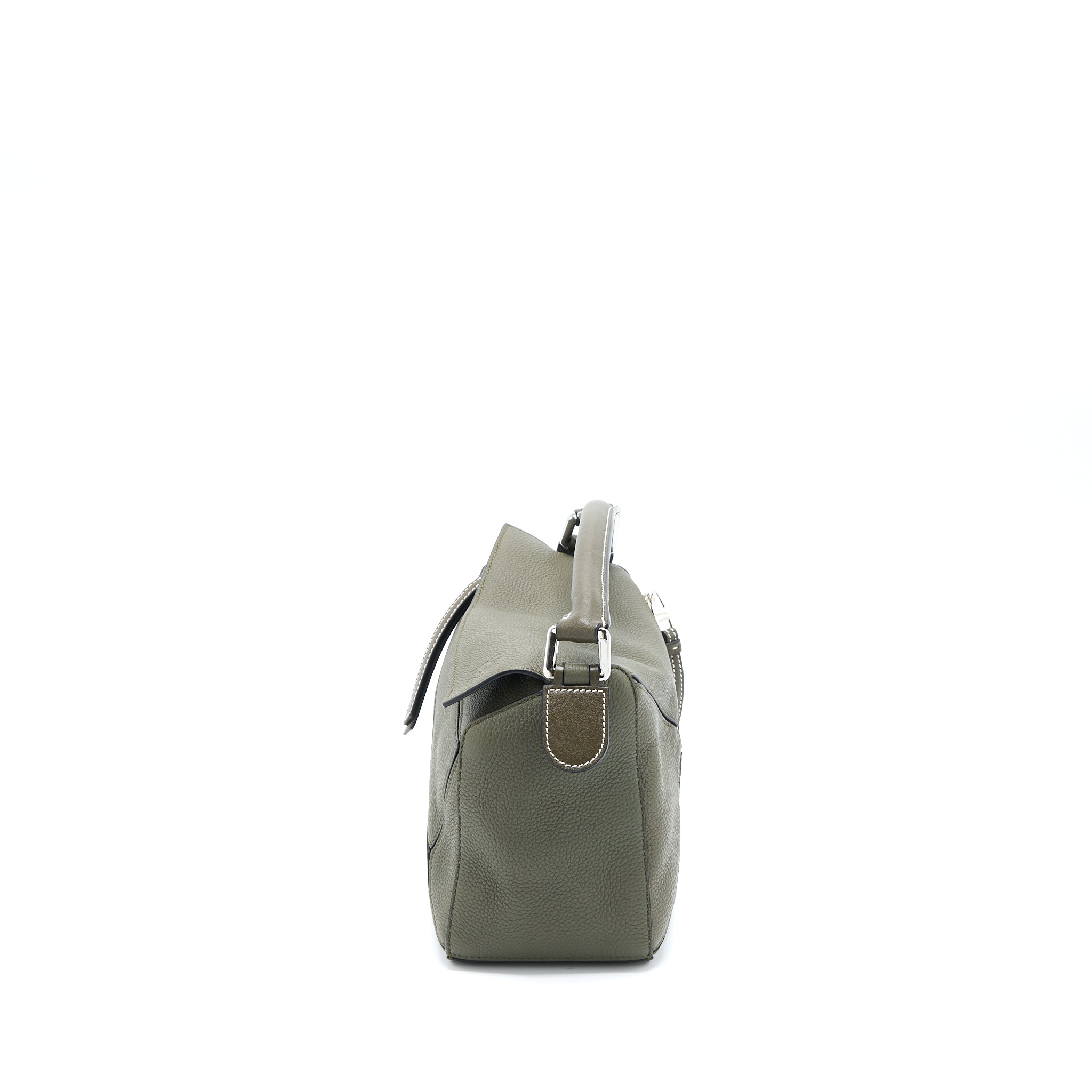 LOEWE SMALL PUZZLE BAG GRAINED CALFSKIN DARK KHAKI GREEN SHW