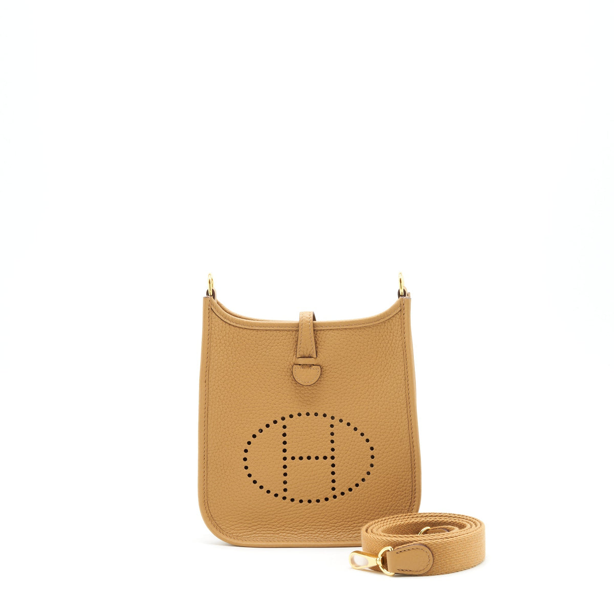 HERMES MINI EVELYNE 16 CLEMENCE BISCUIT/ CAMEL GHW