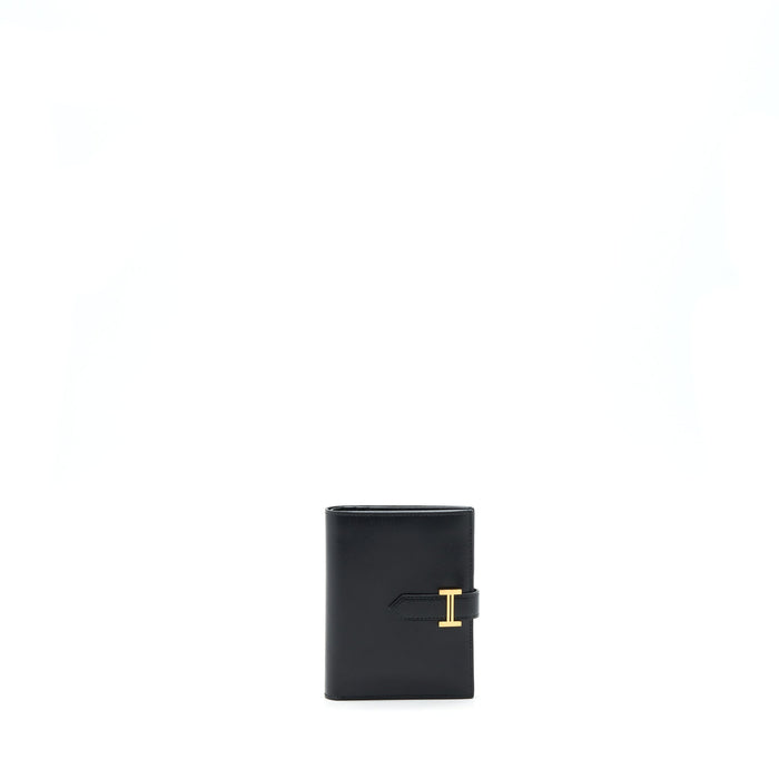 HERMES BEARN COMPACT WALLET BOX CALFSKIN BLACK GHW