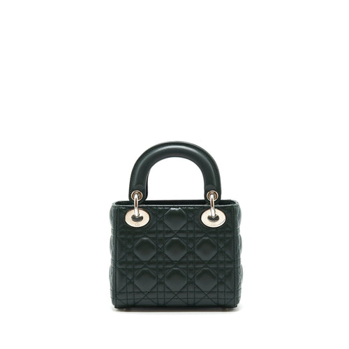DIOR MINI LADY DIOR LAMBSKIN DARK GREEN SHW
