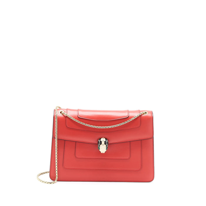 BVLGARI SERPENTI FOREVER SHOULDER BAG CALFSKIN RED LGHW