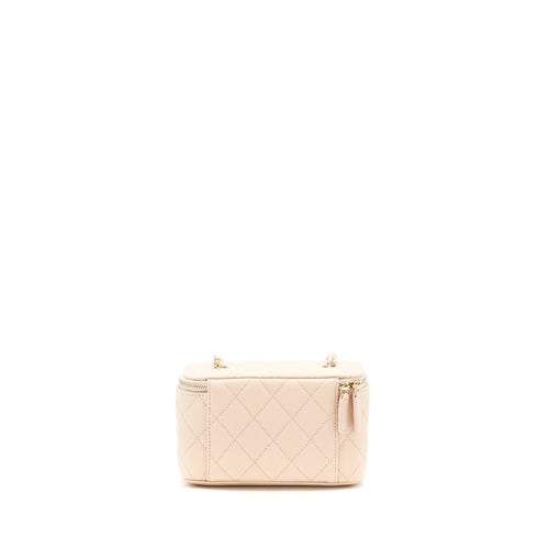 CHANEL 22C LONG VANITY WITH CHAIN CAVIAR LIGHT BEIGE LGHW