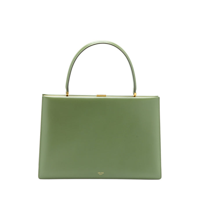 CELINE MEDIUM CLASP BAG CALFSKIN GREEN GHW