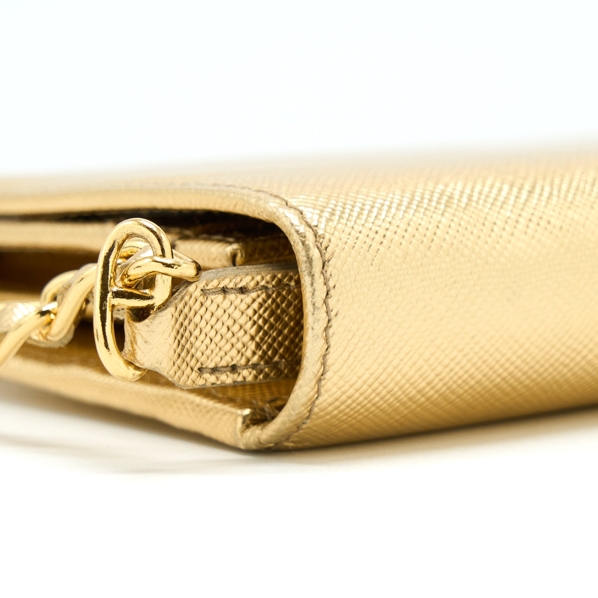 PRADA MINI WALLET ON CHAIN GOLD GHW