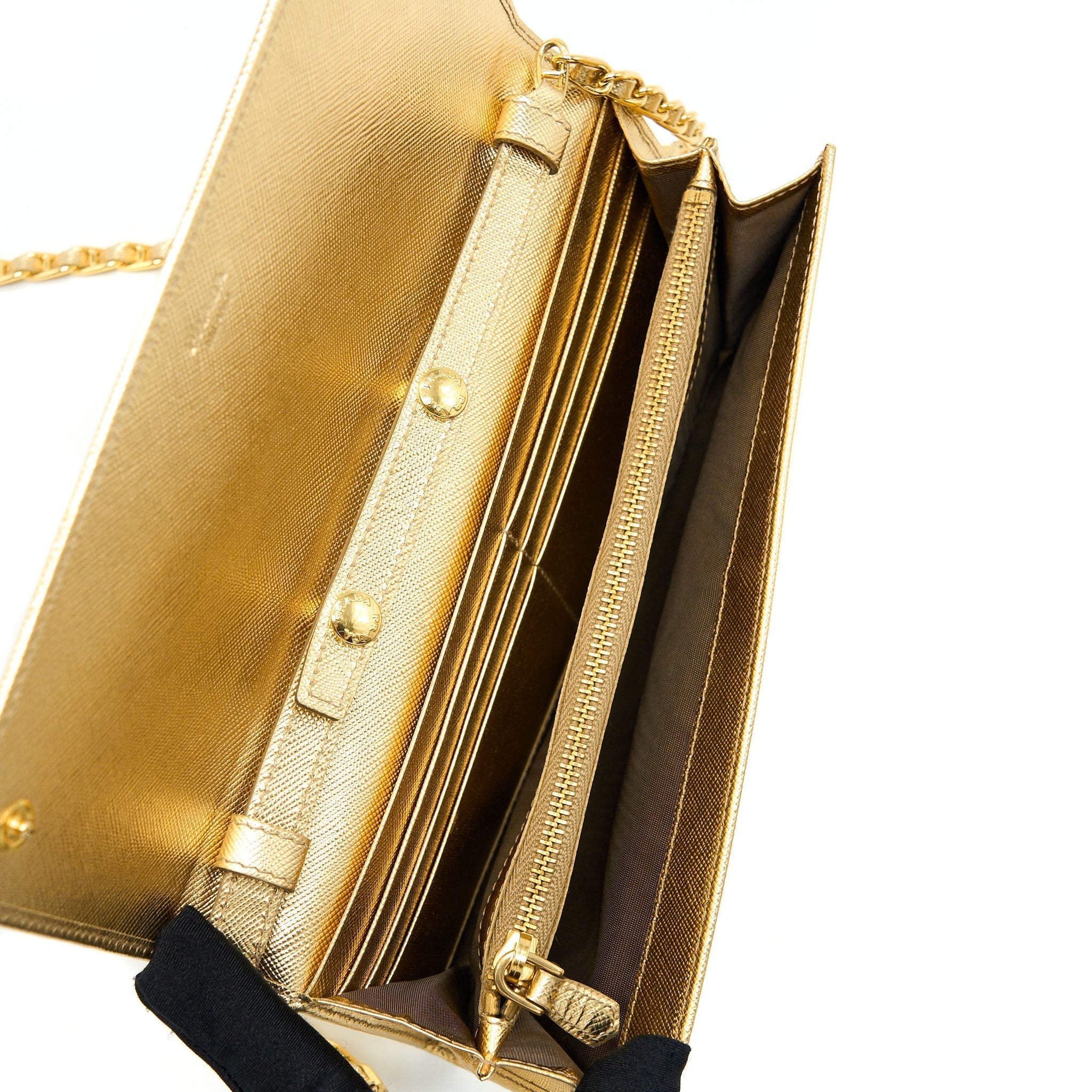 PRADA MINI WALLET ON CHAIN GOLD GHW