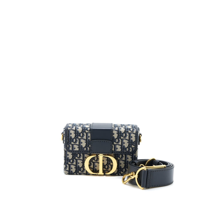 DIOR 30 MONTAIGNE MINI BOX BAG BLUE OBLIQUE GHW