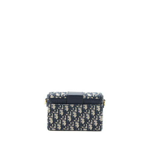 DIOR 30 MONTAIGNE MINI BOX BAG BLUE OBLIQUE GHW