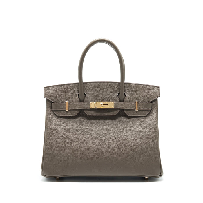 HERMES BIRKIN 30 8F GRIS ETAIN EPSOM LEATHER RGHW