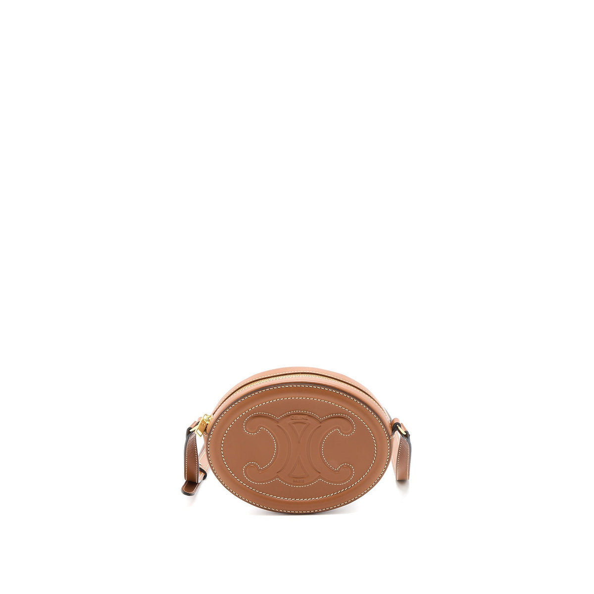 CELINE CROSSBODY OVAL PURSE CUIRASS TRIOMPHE SMOOTH CALFSKIN TAN GHW