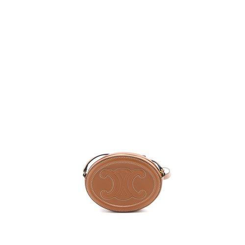 CELINE CROSSBODY OVAL PURSE CUIRASS TRIOMPHE SMOOTH CALFSKIN TAN GHW