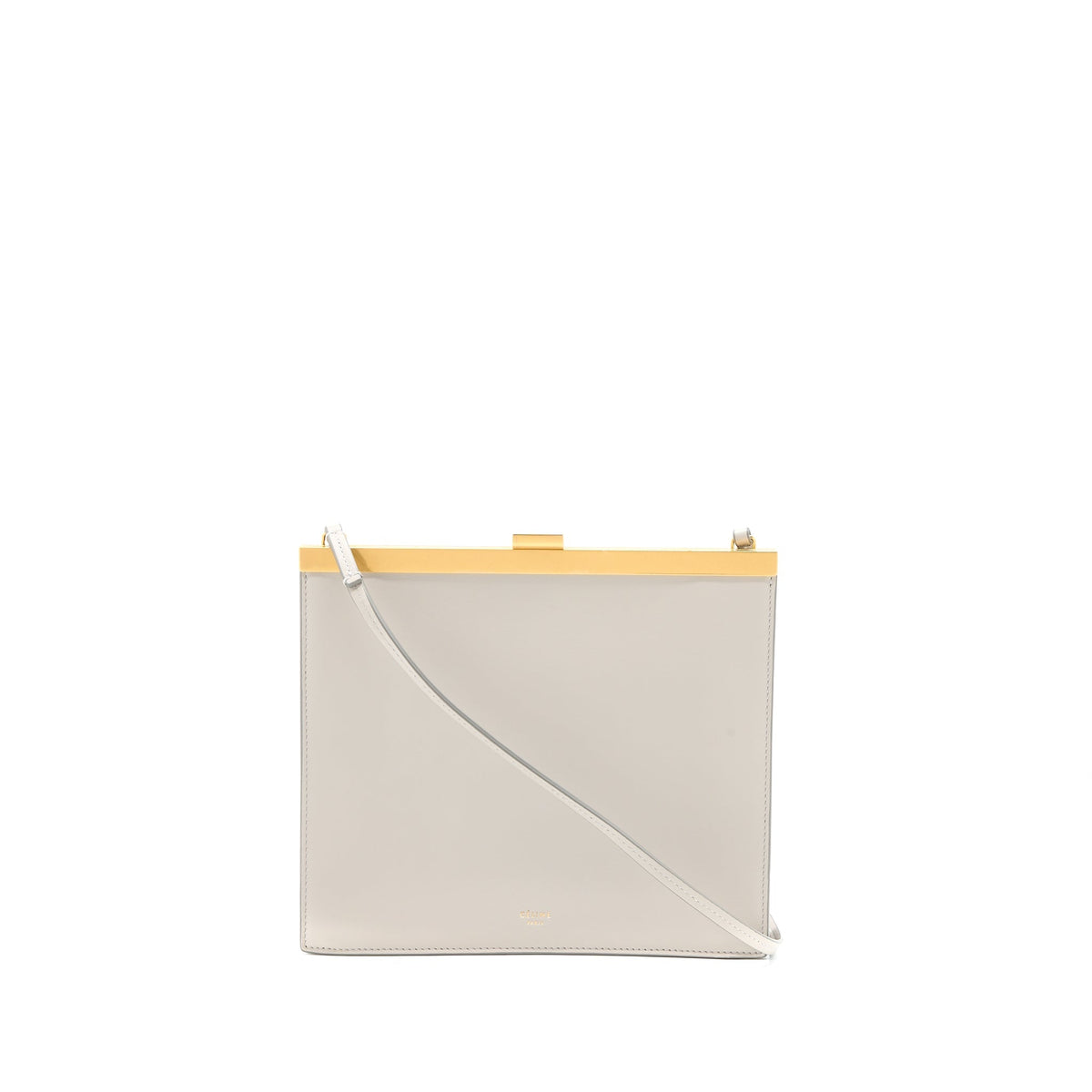 CELINE MINI CLASP SHOULDER BAG LIGHT GREY RUTHENIUM GHW
