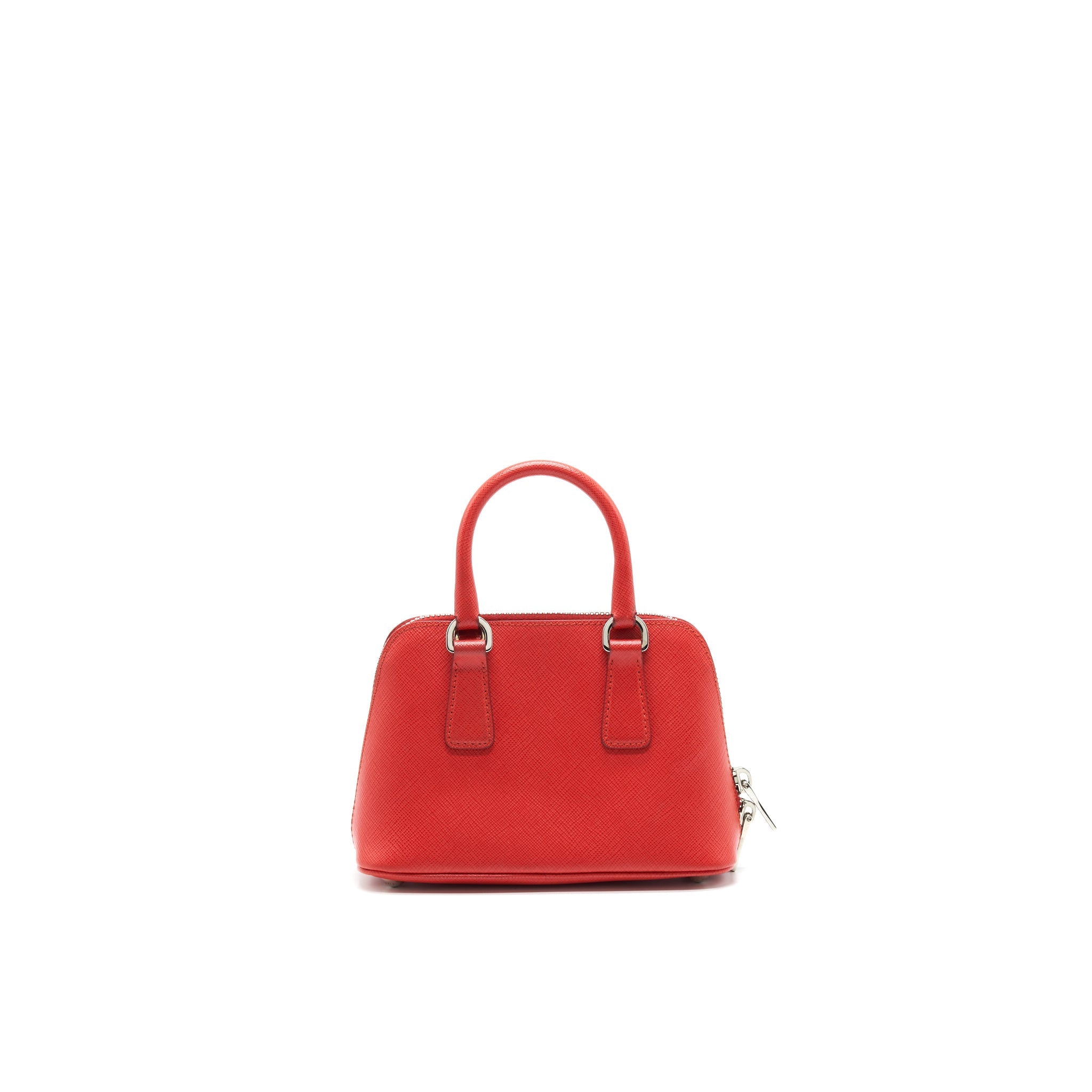 PRADA MINI PROMENADE SAFFIANO LUX LEATHER CROSSBODY BAG IN RED
