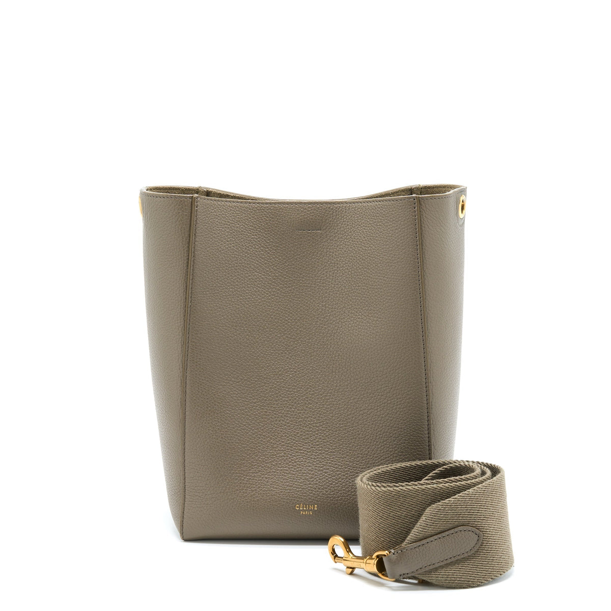 CELINE SMALL SANGLE BUCKET BAG LIGHT GREY GHW