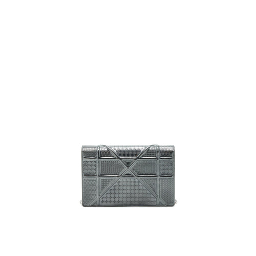 CHRISTIAN DIOR DIORAMA WALLET ON CHAIN  METALLIC BLACK SHW