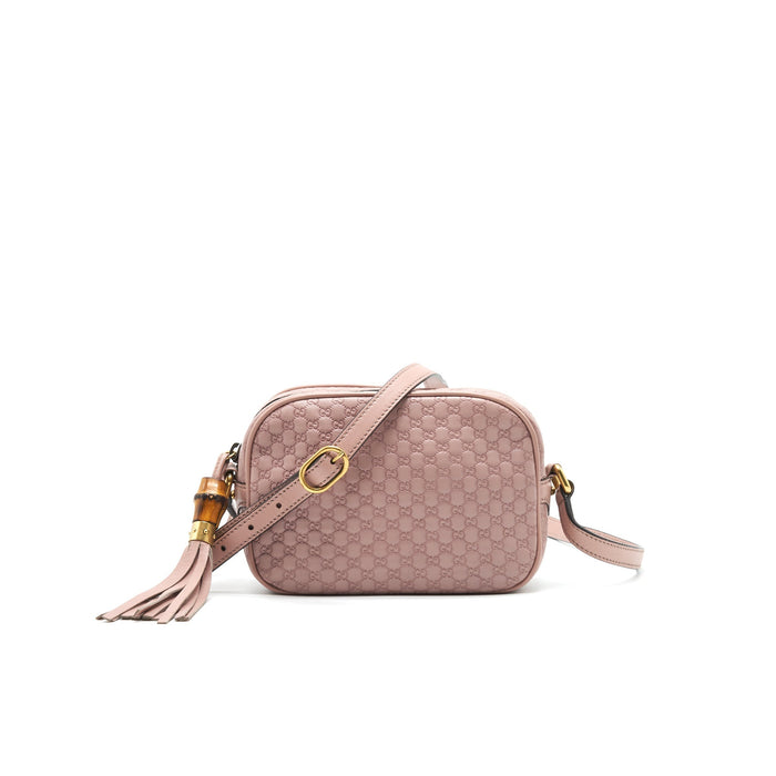 GUCCI CALF SKIN LEATHER BAMBOO CAMERA BAG