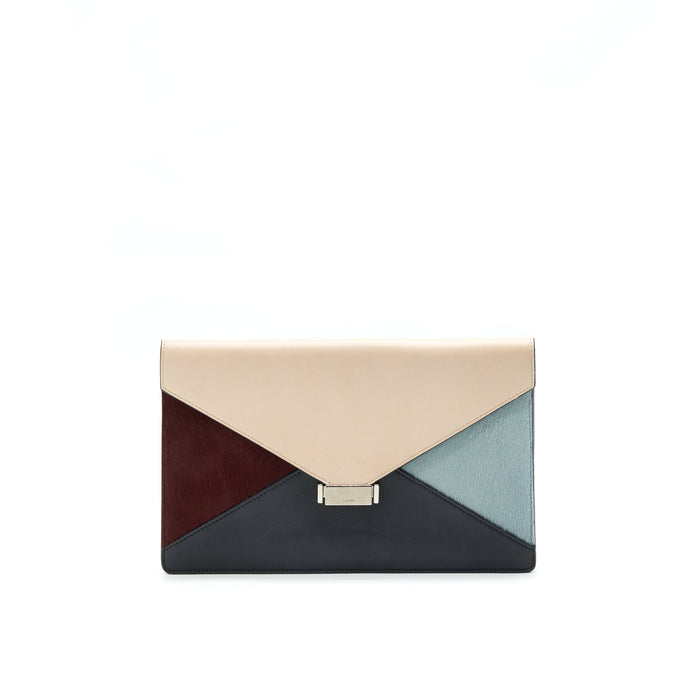 CELINE DIAMOND LEATHER CLUTCH IN MULTICOLOR