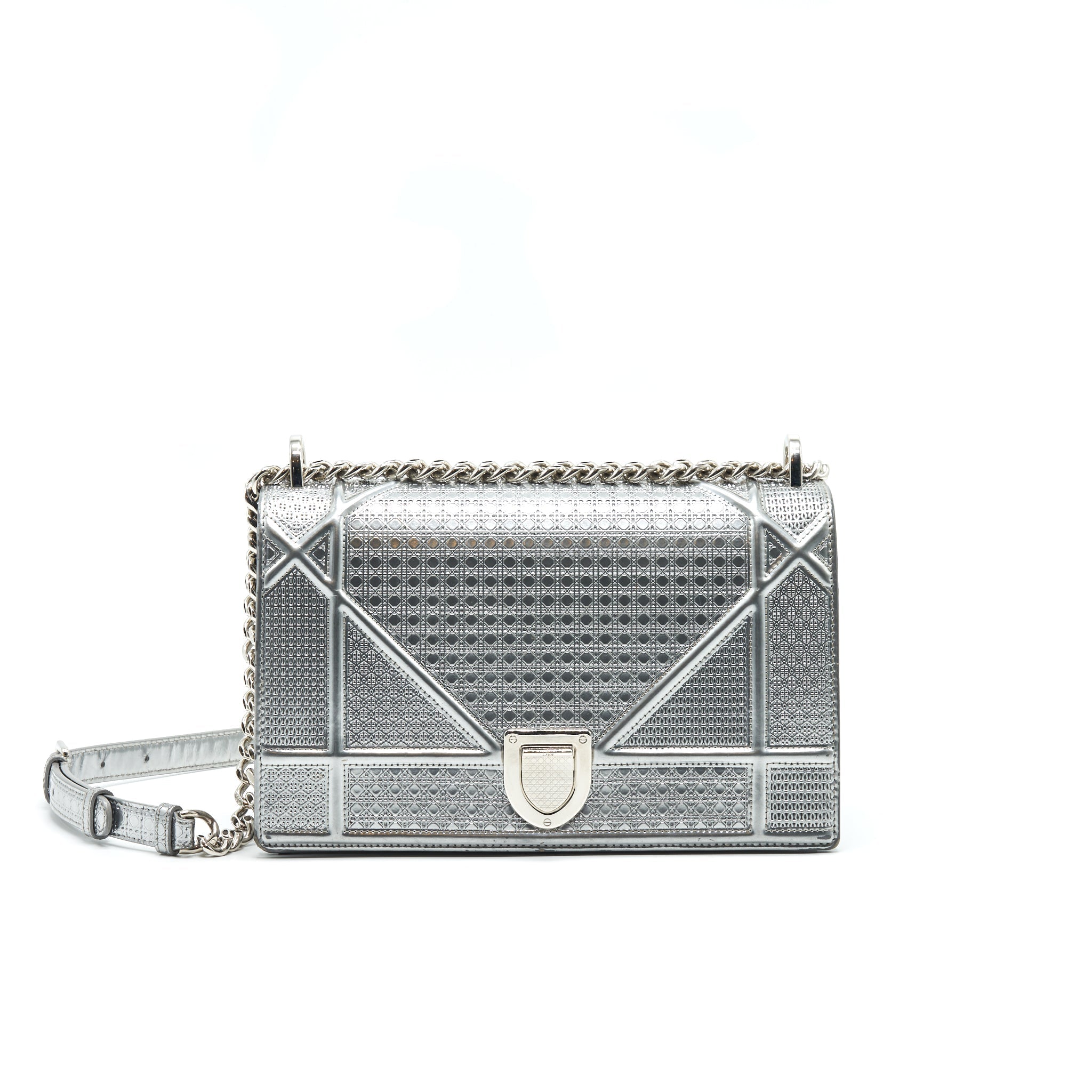 DIOR MEDIUM DIORMA METALLIC SILVER WITH SHW