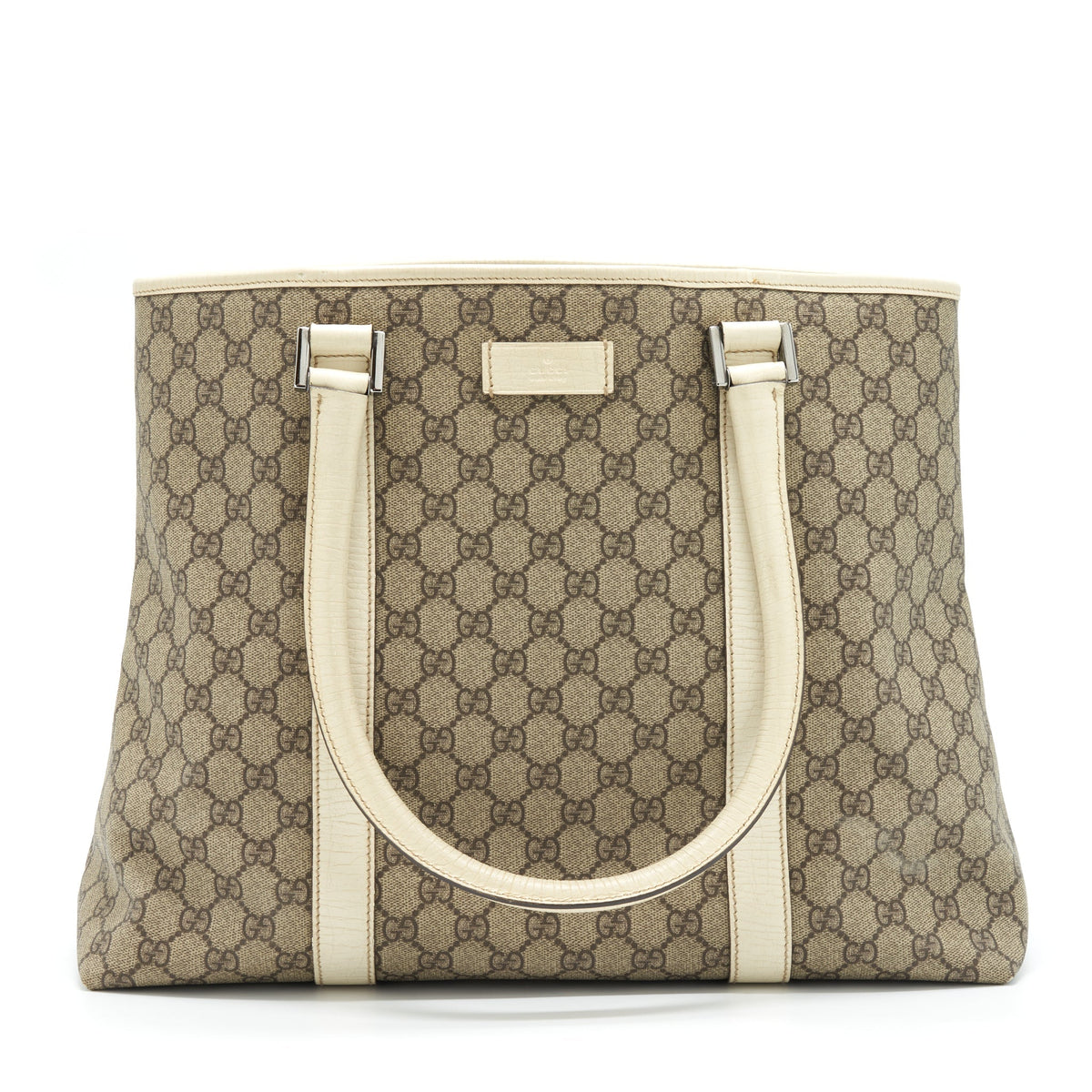 GUCCI TOTE BAG GG SUPREME CANVAS AND LEATHER SHW