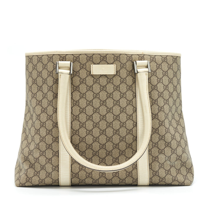 GUCCI TOTE BAG GG SUPREME CANVAS AND LEATHER SHW