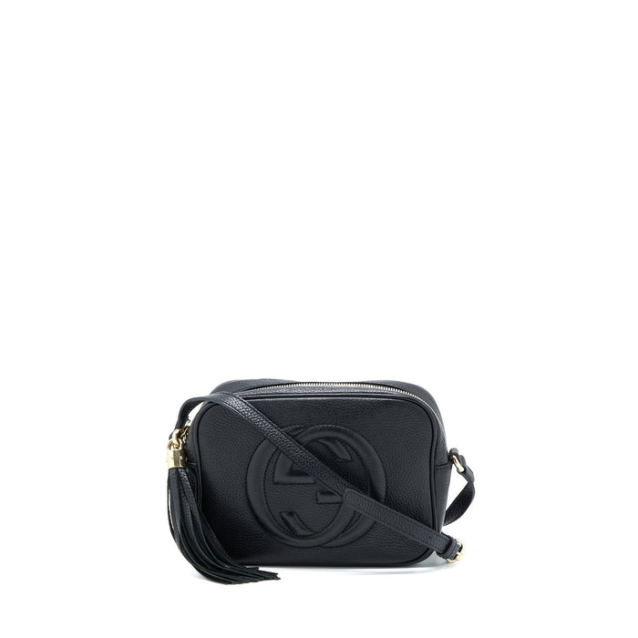 GUCCI SOHO DISCO CAMERA BAG CALFSKIN BLACK GHW