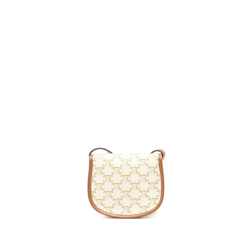 CELINE MINI BESACE TRIOMPHE CANVAS/CALFSKIN WHITE GHW