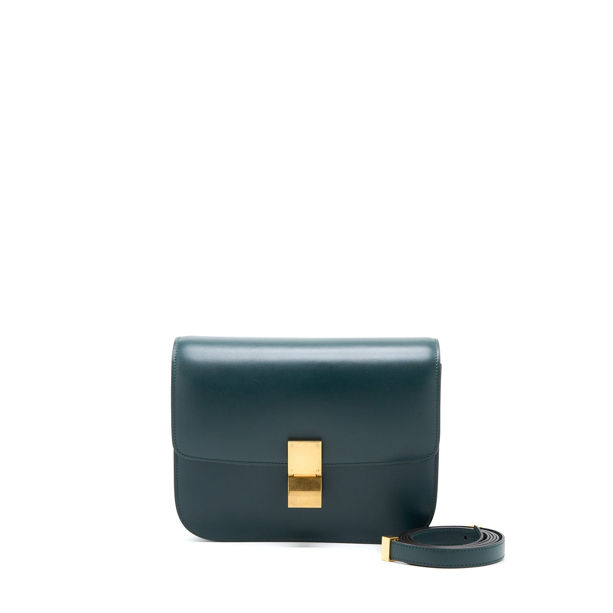 CELINE MEDIUM CLASSIC BOX BAG CALFSKIN GREEN GHW