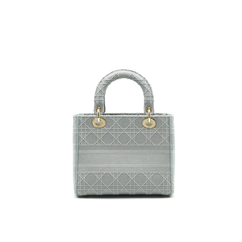 CHRISTIAN DIOR CANNAGE CANVAS MEDIUM LADY DIOR GREY