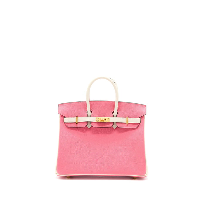 HERMES BIRKIN 25 SPECIAL ORDER EPSOM ROSE AZALEE/CRAIE WITH BRUSHED GHW