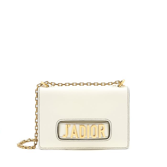DIOR J'ADIOR FLAP BAG CHAIN BAG CLUTCH WHITE GHW