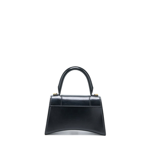 BALENCIAGA HOURGLASS SMALL HANDBAG BOX CALFSKIN BLACK GHW