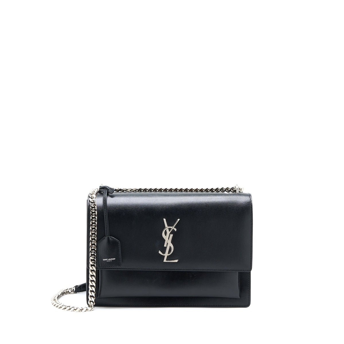 SAINT LAURENT/YSL SUNSET LARGE CHAIN BAG CALFSKIN BLACK SHW