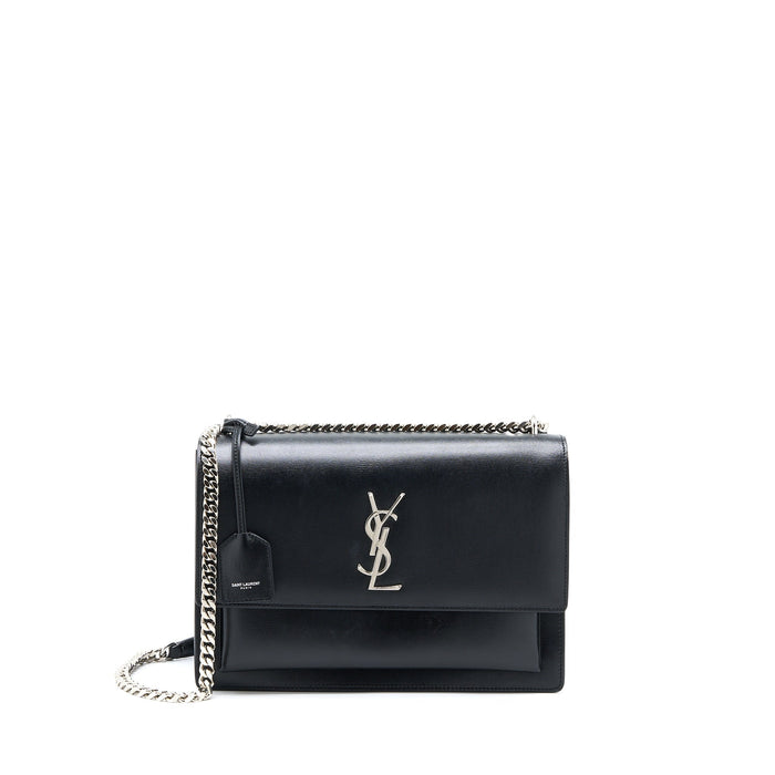 SAINT LAURENT/YSL SUNSET LARGE CHAIN BAG CALFSKIN BLACK SHW
