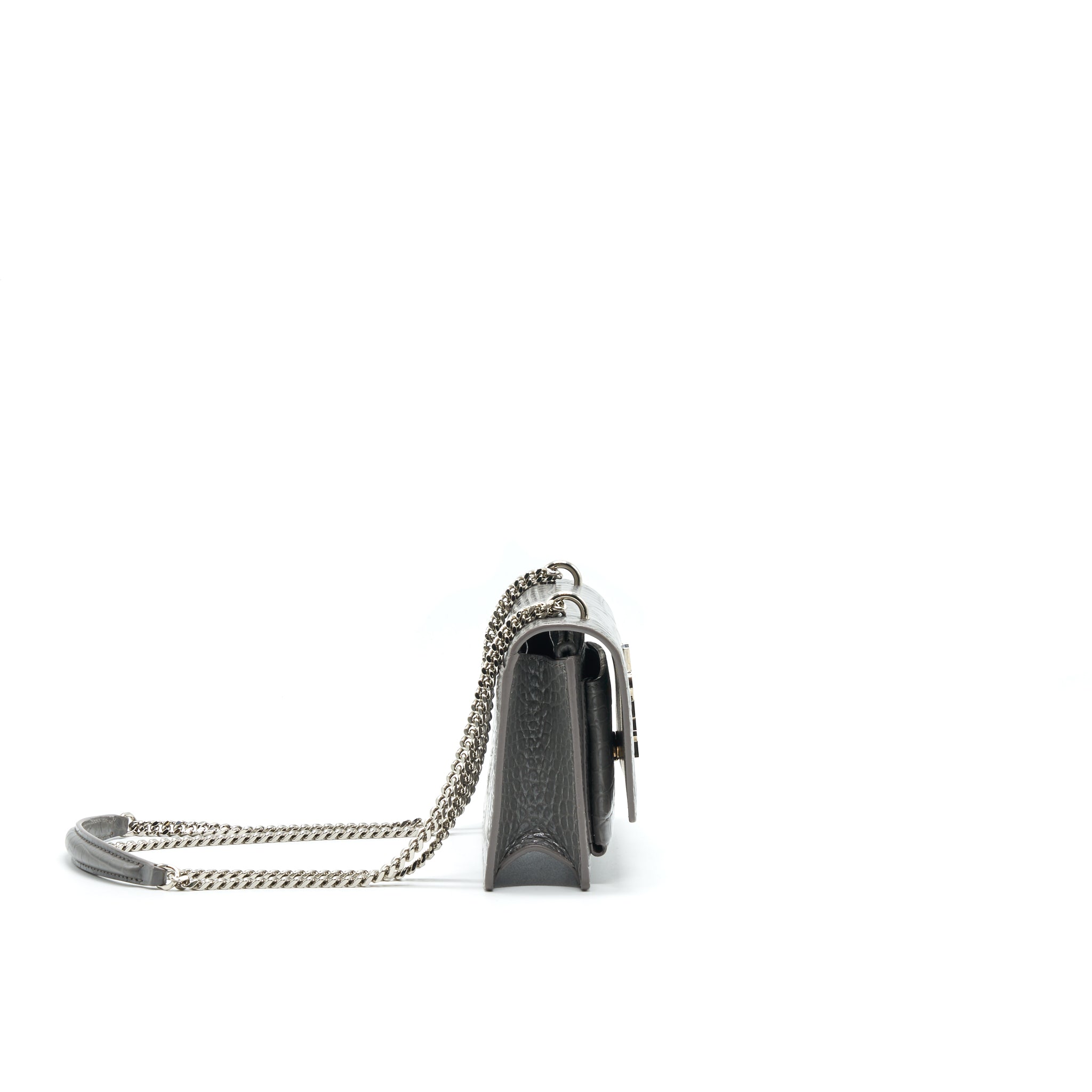 SAINT LAURENT MINI SUNSET SHOULDER BAG GREY SHW