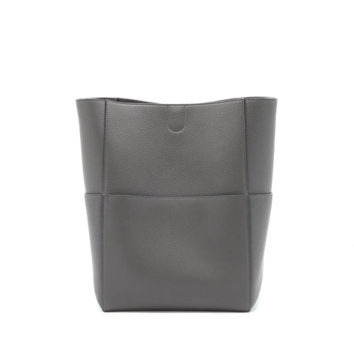 CELINE SANGLE BUCKET BAG GRAINED CALFSKIN GREY GHW