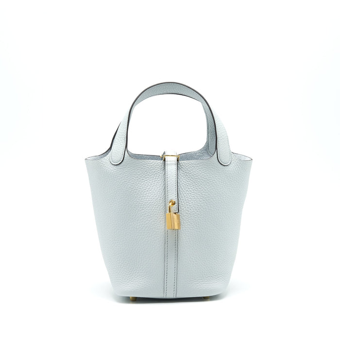 HERMES PICOTIN 18 BLUE PALE GHW