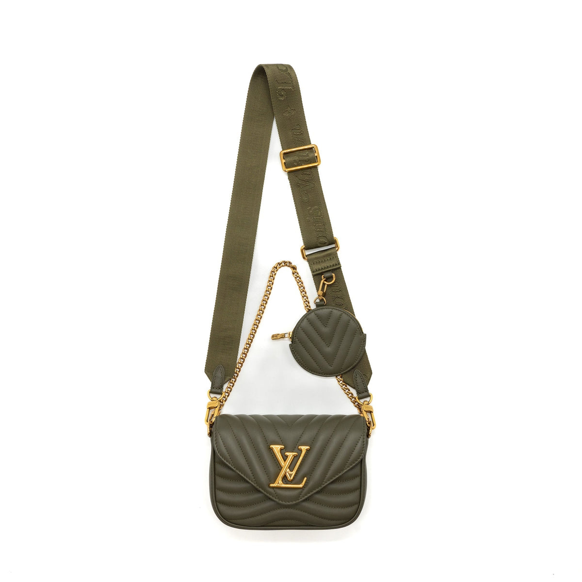 LOUIS VUITTON NEW WAVE MULTI POCHETTE CALFSKIN KAKI GREEN GHW